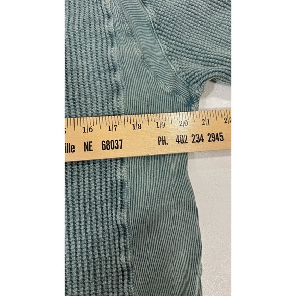 Free People FP One Ashton Zip Thermal Long Sleeve Relaxed Ribbed Blouse Top M - Picture 7 of 10